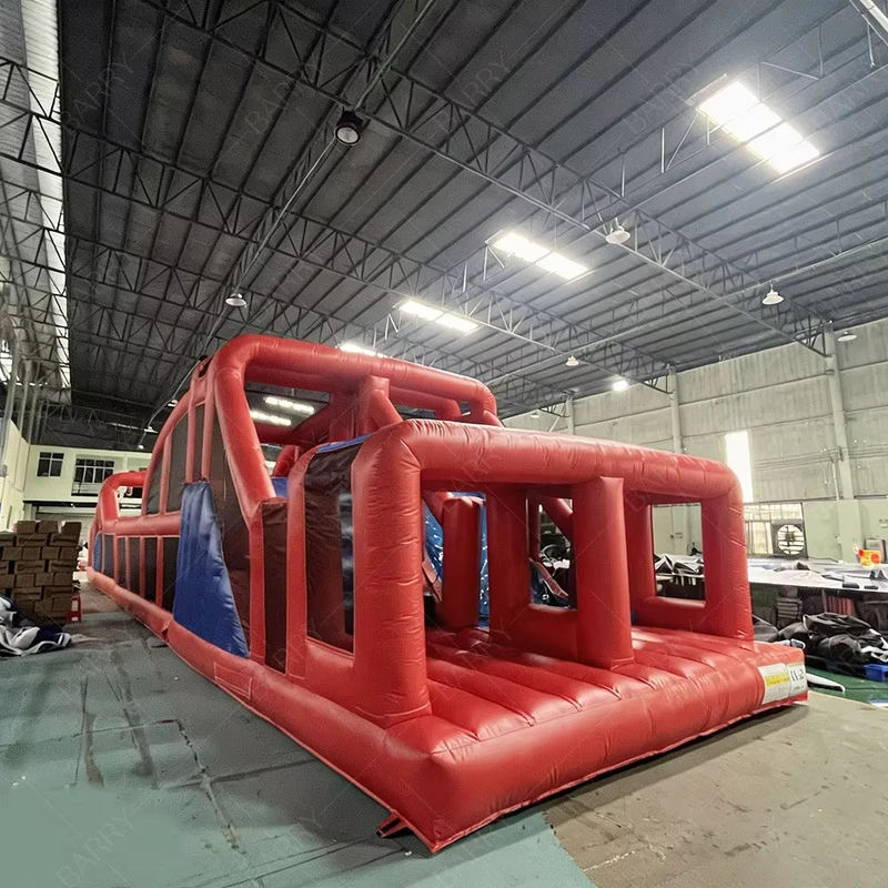 Desafios Infláveis Comerciais ao Ar Livre - Cursos de Obstáculos Infláveis para Adultos - Jogos de Festa com Curso de Obstáculos em Bola Vermelha Inflável