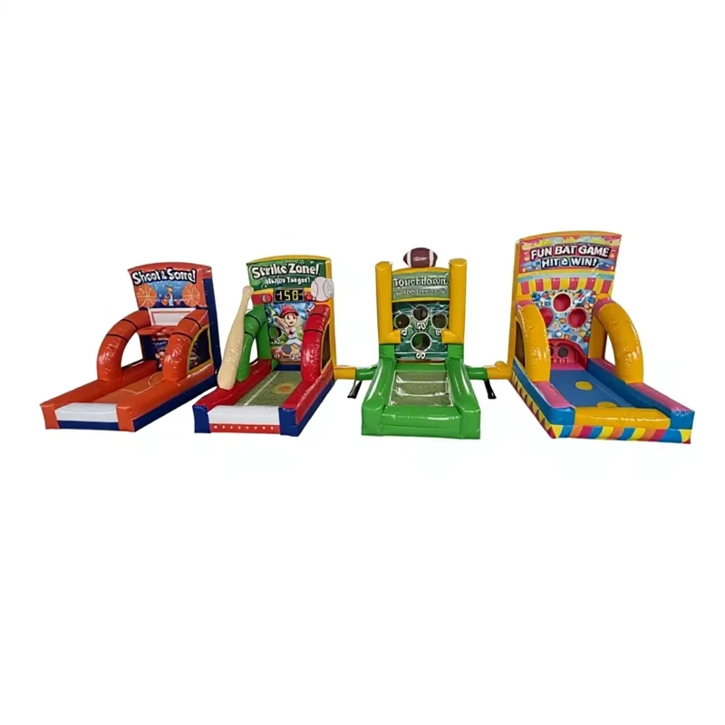 เกมงานรื่นเริงกลางแจ้งแบบพองลม 4 ใน 1 เกมกีฬา PVC พร้อมพัดลม