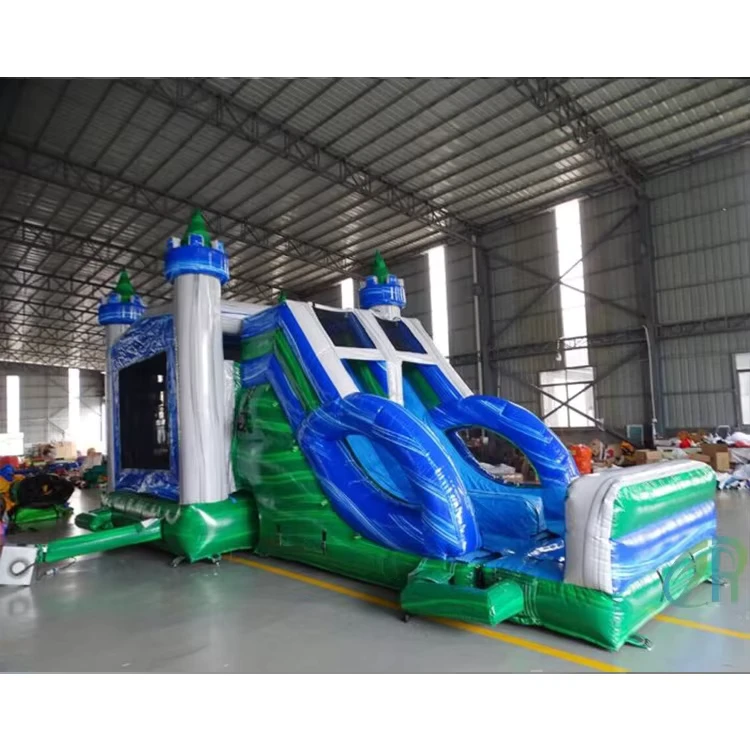 Lâu đài nhảy khí nén thương mại ngoài trời hình cá sấu, Bộ kết hợp nhà nhảy với cầu trượt bể bơi