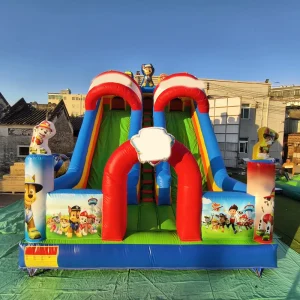 Commercial Outdoor Inflatable Double Slide Track Durable Castle Amusement Park Climb Bounce