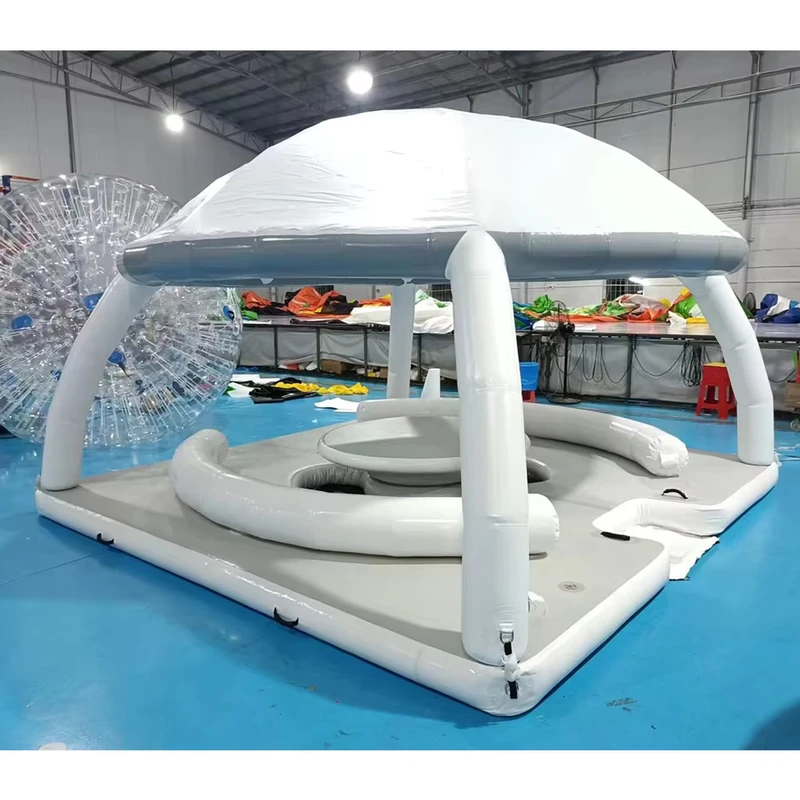 Bana Trampoline Park Inflatable Komersial untuk Pesta Terapung, Pulau Air Dock