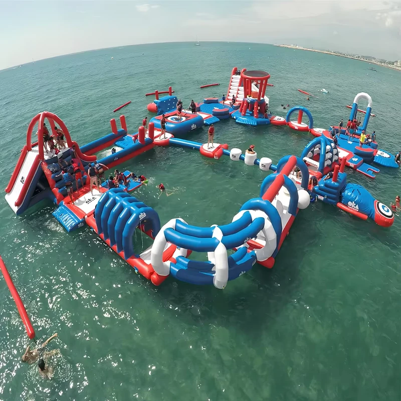 Sfide Commerciali di Sport Acquatici Gonfiabili all'Aperto, Attrezzatura per Parco Acquatico Galleggiante, Scivolo da Gioco