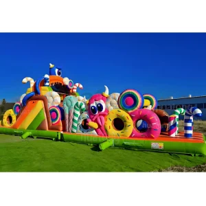 Commercial Outdoor Kids Inflatable Bouncer Combo Hpfburg With Slide Monster Candy Inflatable Obstacle Course for Rental