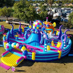Commercial Outdoor Octopus World Inflatable Theme Park Outdoor Playground for Kids Blow up Foam Party
