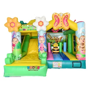 Commercial Outdoor PVC Honey Bouncy Castle Slide Combo Inflatable butterfly Jumping Castle with Slide for Children