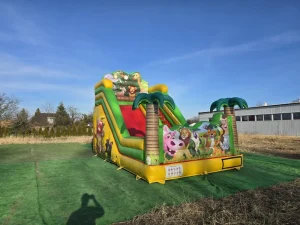 Tobogán inflable seco para parque infantil comercial al aire libre, tema de animales, material de PVC, garantía de 3 años, capacidad de 500