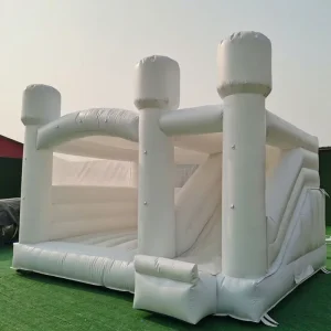Commerciële Buitenlandse Witte Bruiloft Opblaasbare Springkasteel met Glijbaan voor Feesten en Evenementen