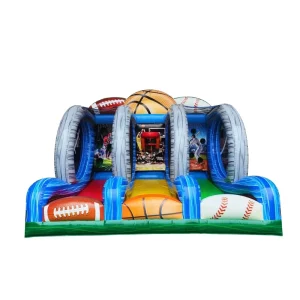 Commerciële PVC 3 in 1 Sport Opblaasbare Interactieve Spel Carnaval Evenement Sport Wereld Buiten Tuin Speelplaats