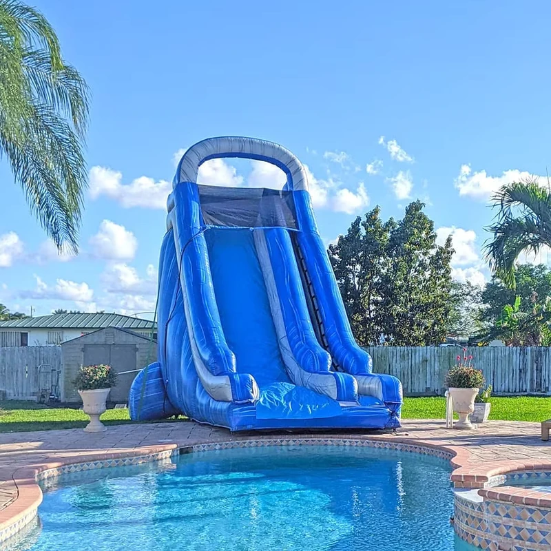 Commercial PVC Blue Inflatable Slide for Swimming Pool