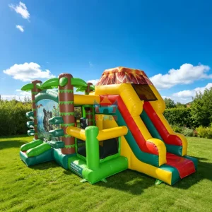Commercial PVC Bounce House Dinosaur Park Bouncy Castle Inflatable Bouncer Slide Combo 6x4m Easy Setup Outdoor Amusement