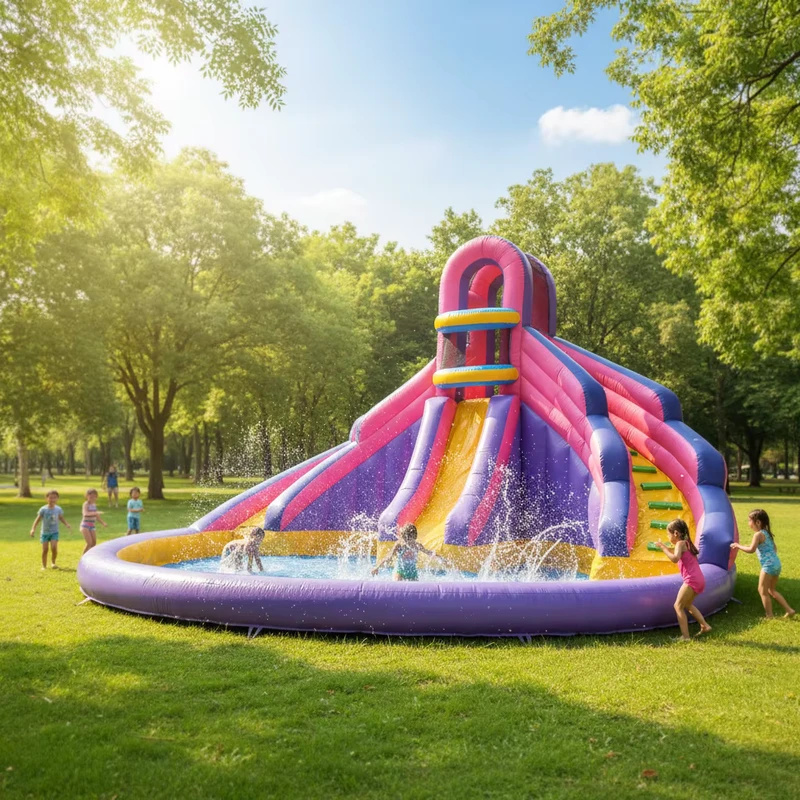Công viên Nước Inflatable PVC Màu sắc Thương mại với Cầu trượt Khu vực Chơi cho Trẻ em và Người lớn Cầu trượt Inflatable Ngoài trời cho Sân