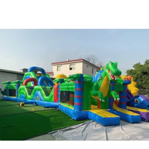 Commercial PVC Dinosaur Inflatable Obstacle Course Bouncer Inflatable Kids Adults