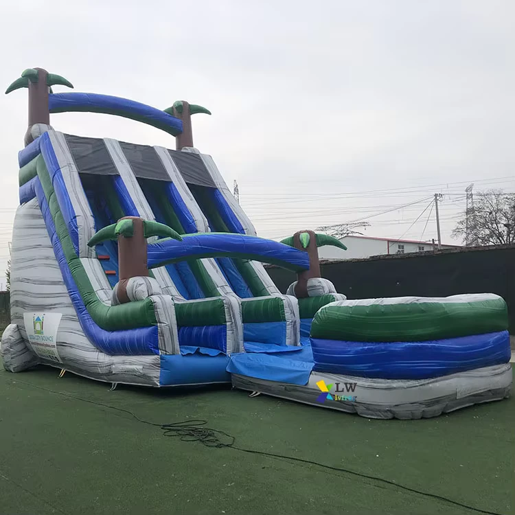 Château gonflable à glissière double en PVC commercial, grande glissière aquatique, toboggan gonflable CE
