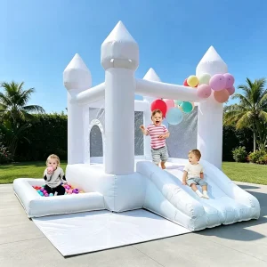 Commercial PVC Indoor Outdoor Inflatable Bouncers White Bounce House Combo Inflatable White Bouncy Castle with Slide and Ball Pit