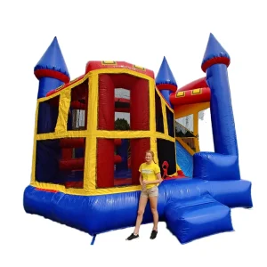 Commercial PVC Inflatable Bounce House Combo with Slide Colorful Bouncy Castle Jumping House for Kids Party Rental Backyard Fun