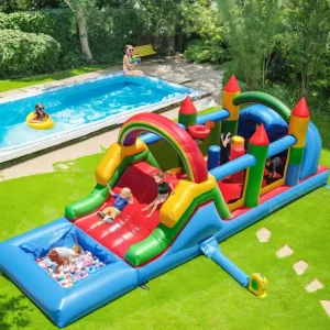 Commercial PVC Inflatable Bouncer House Combo Obstacle Course Bouncy Castle with Slide Bounce Ball Pit Obstacles Climb Blower