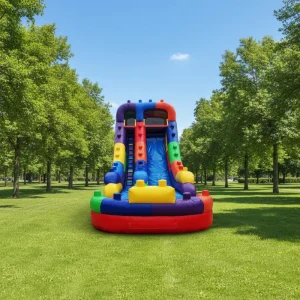 상업용 PVC 인플레이터블 바운시 캐슬 26x13x14ft 색상 성인 파티 100인 수용 가능 휴대용 워터 슬라이드