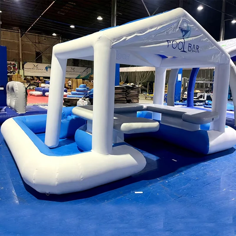Commerciële PVC Opblaasbare Pool Bar Volwassenen Buiten Tuin Feest Water Pool Opblaasbare Bar Tent Blow up Pub Platform Met Zitplaatsen