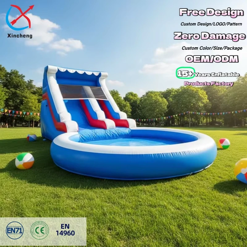 Commercial PVC Inflatable Slide Water Splash Pool for Water Fun