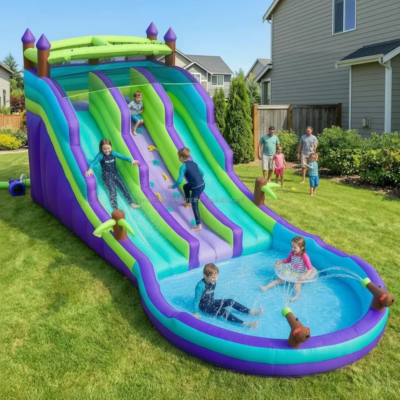 Toboggan aquatique gonflable en PVC avec piscine, adapté pour les adultes et les enfants, avec mur d'escalade, équipement de loisirs gonflable