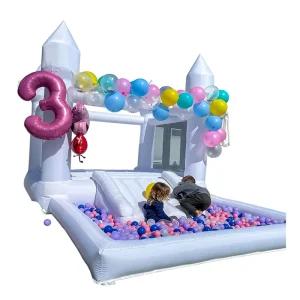 Commercial PVC Inflatable White Bounce House UV Protection 600KG Capacity Customizable Size Kids Party Outdoor Wedding Castle