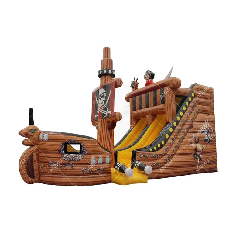 Commerciële PVC Kinderen Volwassenen Speeltuin Gigantisch Opblaasbaar Piratenschip Springkasteel met Glijbaan