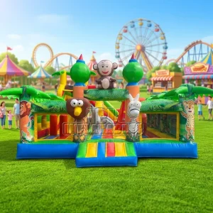 商業用 PVC 大型ジャングル動物 インフレータブル遊び場 バウンスハウス 子供向け パーティーイベントレンタルビジネス アウトドア用