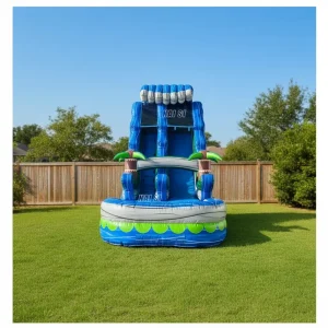Commercial PVC Marble Blue Tropical 18ft Waterslides Inflatable Pool Slide for Kids and Adults