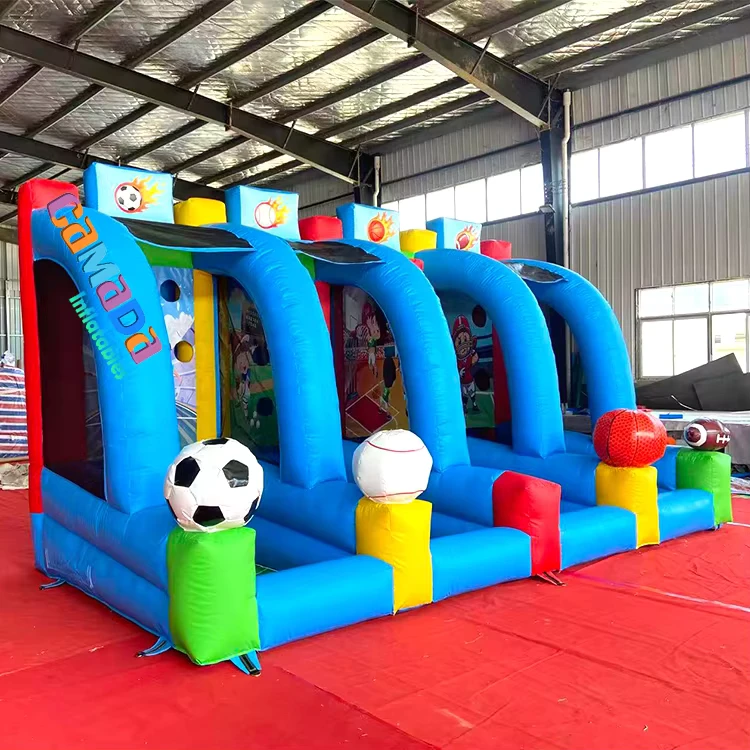 商業用PVCミニゲーム4in1 サッカー バスケットボール 野球 ボール インフレータブルカーニバルゲーム パーティーとアミューズメント用