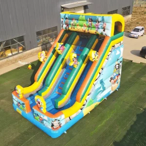 Commercial PVC Outdoor Adult Double Inflatable Water Slide with Detachable Swimming Pool and Blower for Backyard Kids Party