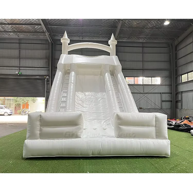 Tobogán Inflable Blanco de PVC para Bodas, Tobogán Seco Inflable Comercial para Niños y Adultos