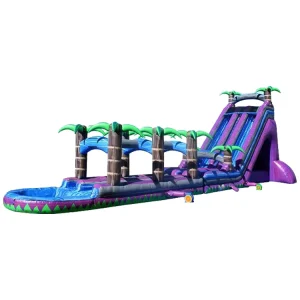 Commercial PVC Palm Adults Giant Inflatable Water Slide Outdoor 65 Feet Long Tropical Water Slide Pool