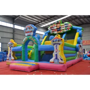 Castello gonfiabile Paw Patrol in PVC commerciale, scivolo da playground gonfiabile con parete da arrampicata, combo scivolo gonfiabile