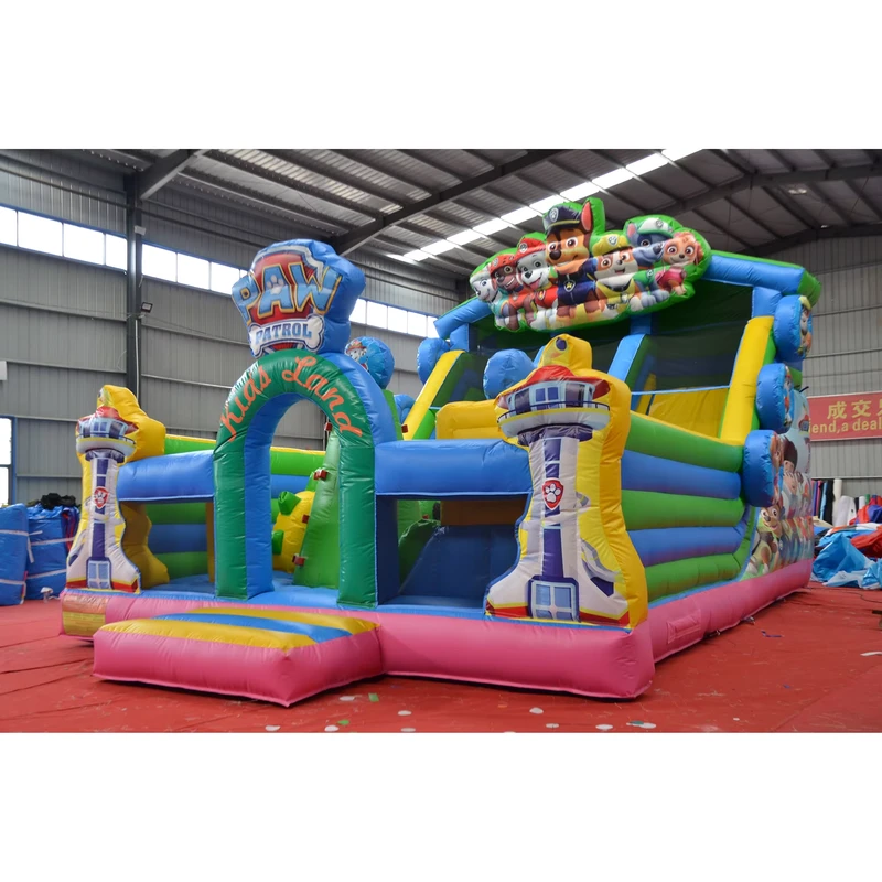 Commercial PVC Paw patrol Bouncy Castle Inflatable Playground Slide With Rock Climbing Wall Inflatable Bouncer Combo Slide