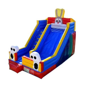 Casa Inflable de Conejos de PVC Comercial, Parque Infantil Inflable con Tobogán Seco para Niños