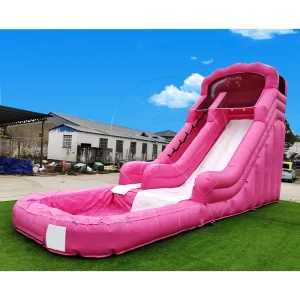 Combo Château Gonflable Commercial en PVC Amusement Aquatique Rose Glissade Aquatique Gonflable pour Adultes avec Piscine