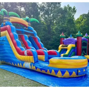 Commercial Palm Tree Inflatable Water Slide Outdoor Green Adult Waterslide