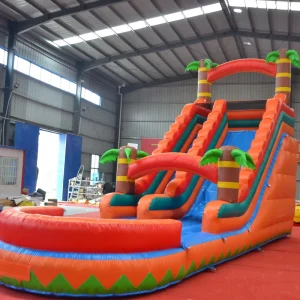 Pacote de Escorrega de Água Inflável Temático de Palma Comercial com Trampolim
