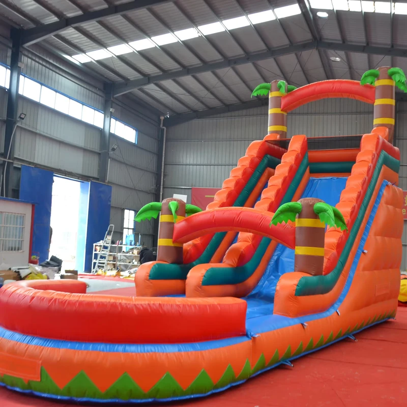 Commercial Palm Tree Themed Inflatable Water Slide Trampoline Package Water Slide Inflatable Pool Toy