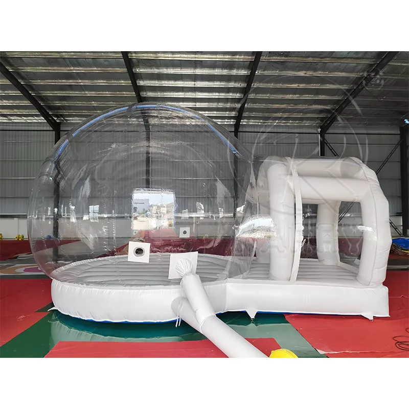 Casa Inflable Transparente Blanca para Alquiler de Fiestas, Carpa Burbuja Inflable, Casa Burbuja Inflable con Soplador