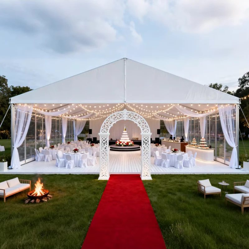 Tenda de Festa Comercial para Eventos de Casamento, Tenda de Casamento ao Ar Livre para 100-200 Pessoas