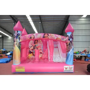 Commercial Pink Inflatable Princess PVC Bouncer Castle Bounce House with Blower for Kids