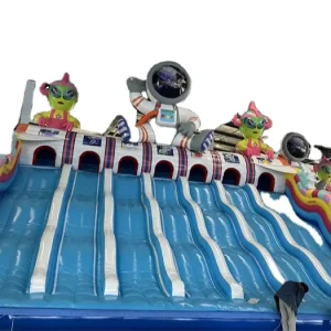 Tobogán inflable de agua congelado de 30 pies de altura para parque infantil comercial, castillo inflable con tobogán