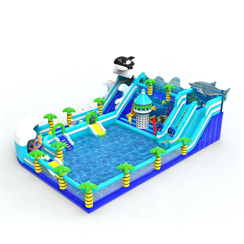 Kommerzieller tragbarer aufblasbarer Wasserpark, aufblasbare Wasserrutsche, Schwimmbecken, Wasserrutsche für Erwachsene und Kinder zur Vermietung