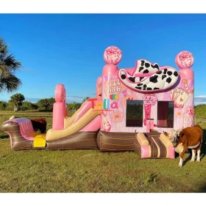 Commercial Princess Bounce House Pink Inflatable Castle Bouncy House with Slide Girl Bouncy Castle Jumping Castle for Kids Party