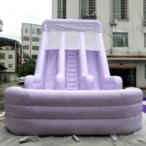 Commercial Purple Double Lane Inflatable Slide with Pool Dry Water Use PVC Inflatable Slide for Party Rental