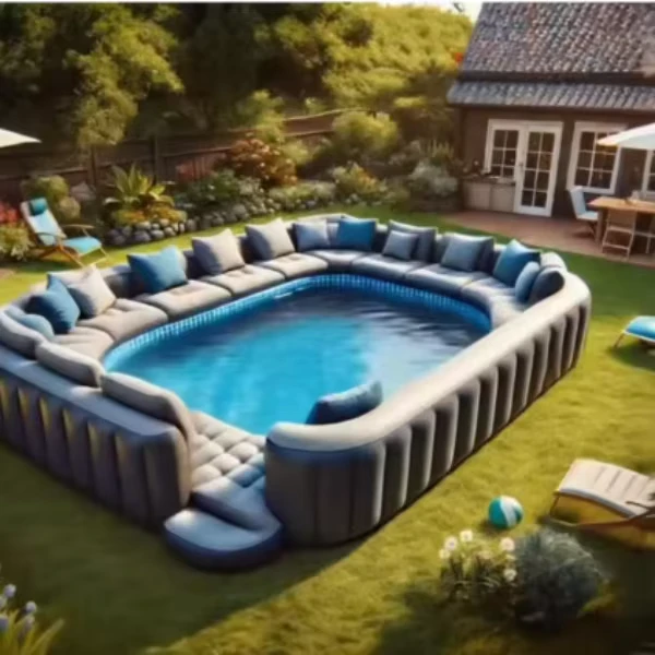 Bể bơi bơm hơi PVC tùy chỉnh thương mại với ghế lounge di động cho bữa tiệc sân vườn, ghế sofa bơm hơi lớn cho bán