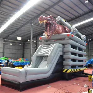 Castello Gonfiabile a Tema Dinosauro in PVC Commerciale con Scivolo per Feste e Attività Commerciali