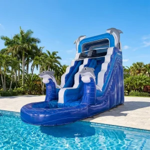 Tobogán inflable blanco de PVC comercial para exteriores, tobogán seco inflable para niños y adultos