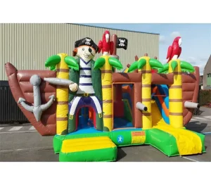 Commercial Pvc Pirate Ship Sail Dry Slide Bouncy Castle Playground Inflatable Combo Castle Slide for Rentle